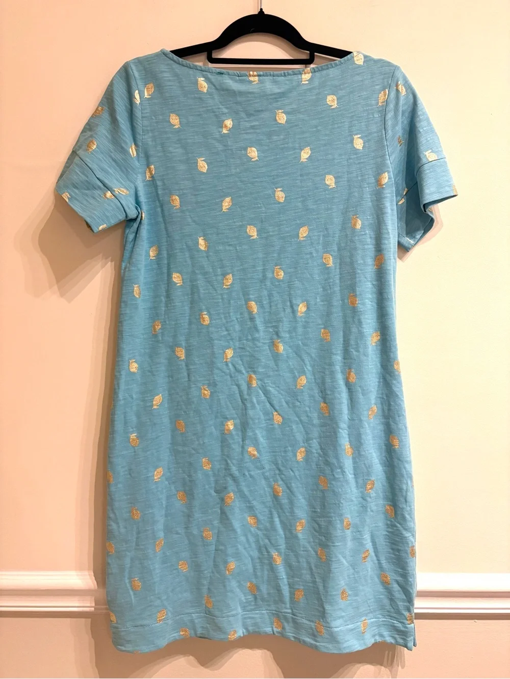 Boden NWT Darcy Aqua Blue Lemon Print Jersey Tee Shirt Dress Size 8 - Picture 5 of 8